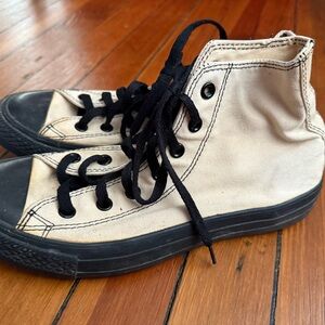 Converse Beige and Black High-Top Sneakers